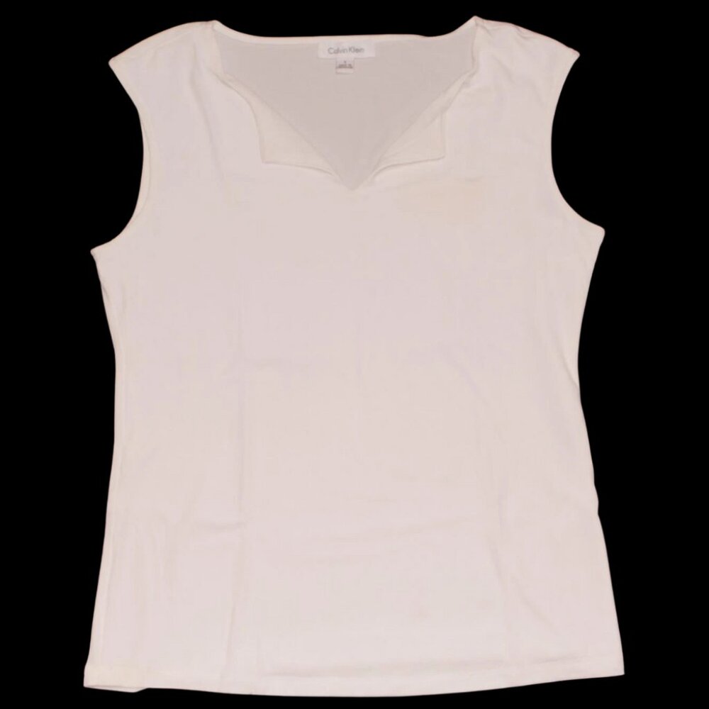 Calvin Klein Women's Sleeveless White Shirt K5DH7014 NWOT Size S